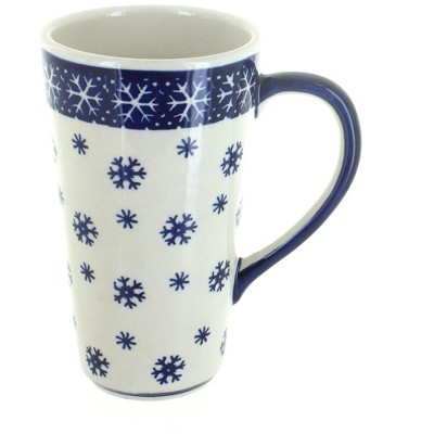 Blue Rose Polish Pottery Snow Flurry Large Coffee Mug