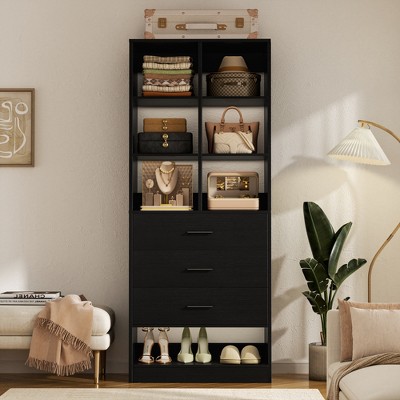 Aheaplus Closet Organizer with 3 Drawers,  Freestanding Wardrobe System with Shoe Shelf