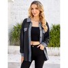 Women's Polar Fleece Shirt Jacket, Button - Down Long - Sleeve Coat with Chest Pockets, Casual Fall & Winter Outerwear - 2 of 4