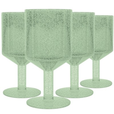 Elle Decor Embossed Goblets Glasses, Vintage Glassware Sets, Water Goblets  For Party, Wedding, & Daily Use, Set Of 6, Jade : Target