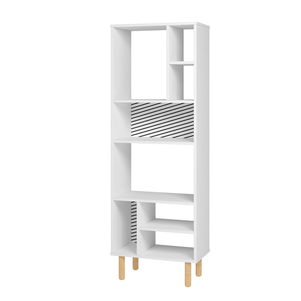 Photos - Garden & Outdoor Decoration 60.23" Essex 8 Shelf Décor Bookcase White/Zebra - Manhattan Comfort: Parti