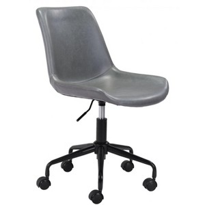 Office Chair 35.2"H Gray – Faux Leather Upholstery with Powder-Coated Steel Frame & Swivel Base, Adjustable Modern Desk Seating by Zuo Modern - 1 of 4