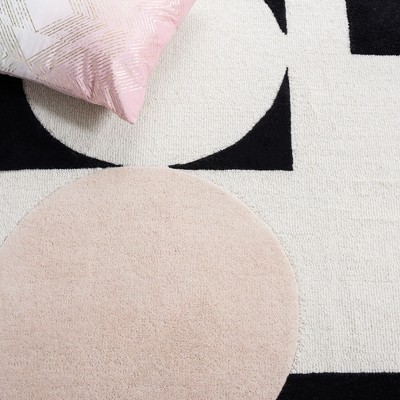 Blush and Black Hand-Tufted Wool Area Rug, 2' x 3'