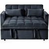 MAYEERTY Convertible Modern Pull Out Couch Sleeper Loveseat Velvet Bed Adjustable Backrest with Pillows Pockets for Living Room Black - 3 of 4