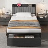 Industrial Platform Bed Frame with Storage Drawer,  Bed with Upholstered Headboard and Charging Station - 3 of 4