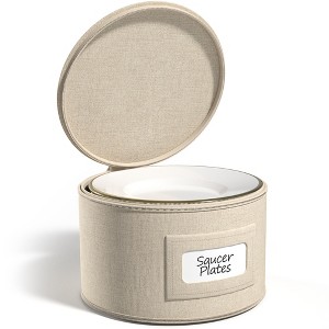 Sorbus China Storage Containers – Dinnerware Organizer for Dessert Plates with Lid (Holds Service for 12) with Felt Protectors – 7.25 x 5 - 1 of 4