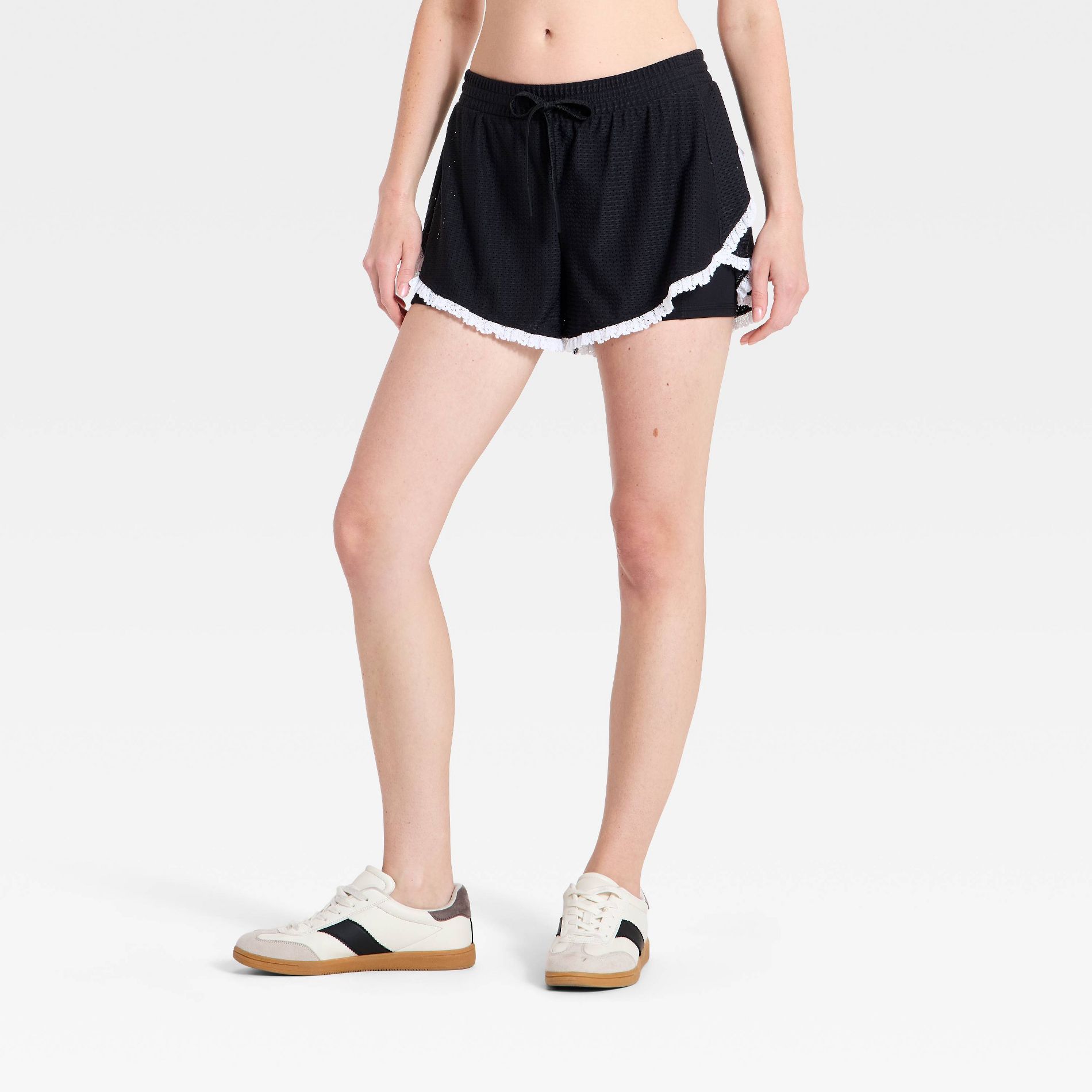 Women's Mesh Crochet Trim Shorts - JoyLab™