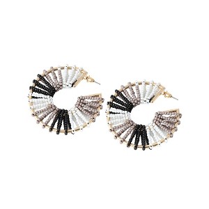 SOHI Women's Gold Beaded Hoop Earrings - 1 of 3