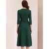 INSPIRE CHIC Women's Elegant Split Neck Side Zipper Pockets 3/4 Sleeve Work A-Line Dress - 4 of 4