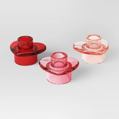 3pk Glass Heart Valentine's Candle Holders - Threshold™