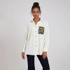 Women's Long Sleeve Button Closure Leopard Pattern Blouse - A New Day™ White - 3 of 4