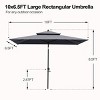 Pellebant 10 x 6.5 FT Rectangular Double Top Patio Market Umbrella with Tilt & Crank - 2 of 4