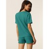 cheibear Women's Casual Pullover Short Sleeve Sleepshirt with Shorts Waffle Pajama Sets - 4 of 4