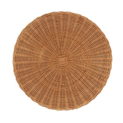 Caramel and White Round Rattan Placemats Set of 4