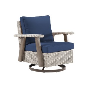 YARDSIGHT  Outdoor Swivel Patio Chairs with 360° Rotation, All-Weather PE Wicker Armchairs with Cushions for Garden, Deck, Porch, and Backyard - 1 of 4