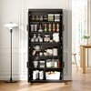 Wooakway 67"H Kitchen Pantry Storage Cabinet with Glass Door and Shelves in Black - 2 of 4
