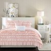 5 Pcs Elegant Ruffled Solid Comforter Set, Graceful All Season Home Textile for Lux Bedroom Decor, Blush, Full/Queen - 4 of 4