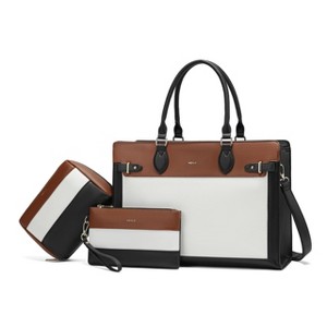 3pc Sets Laptop Tote Bag for Women 15 Inch Work Bag Business Computer Briefcase Waterproof Leather Laptop - 1 of 4