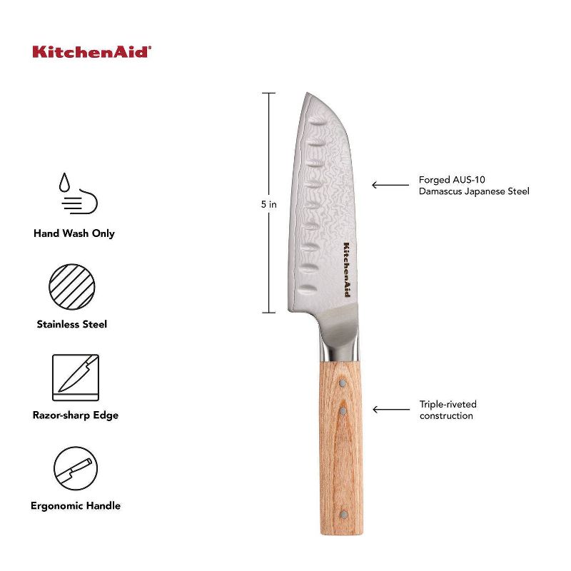 KitchenAid Premium 5&#34; Damascus Santuko Knife, 5 of 8
