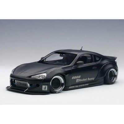 Rocket Bunny Toyota 86 Matt Black with Black Wheels 1/18 Model Car by Autoart