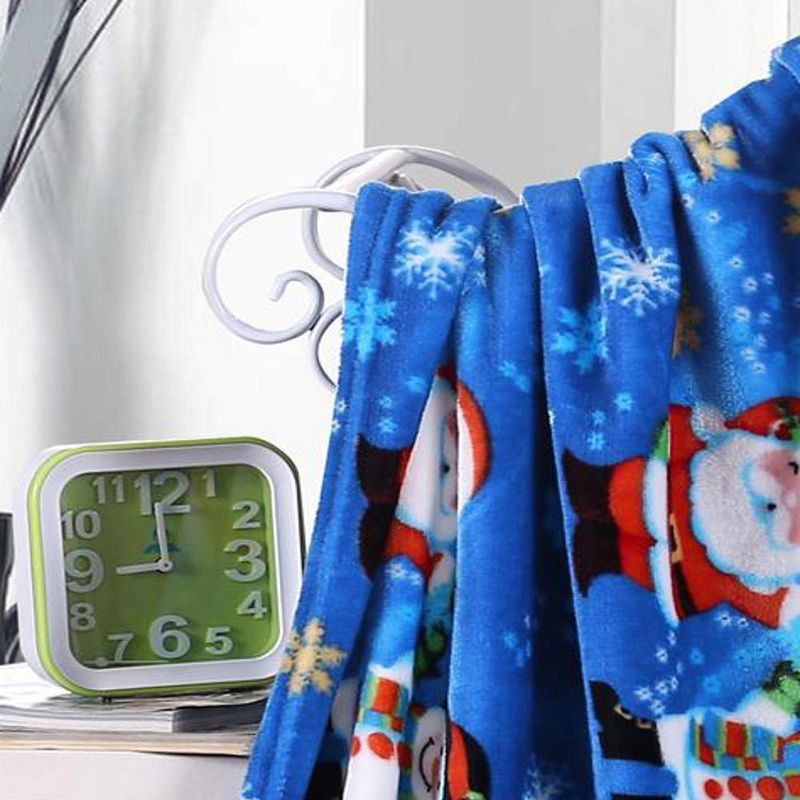 Plazatex Holiday Santa Snowman Design Micro Plush Throw Blanket - 50"x60" Multicolor, 2 of 4