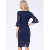 INSPIRE CHIC Women's Bell Sleeve Boat Neck Vintage Cocktail Lace Sheath Dress - 3 of 4