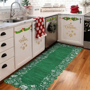 Christmas Area Rug Scalloped, Non-Slip Green Carpet Stain-Resistant Soft Low Pile, Foldable Ultra-Thin Indoor Rug for Living Room Kitchen Home Office - 1 of 4