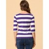 INSPIRE CHIC Women's Stripes Casual Basic Elbow Sleeves Boat Neck Slim Fit T-Shirts - 4 of 4