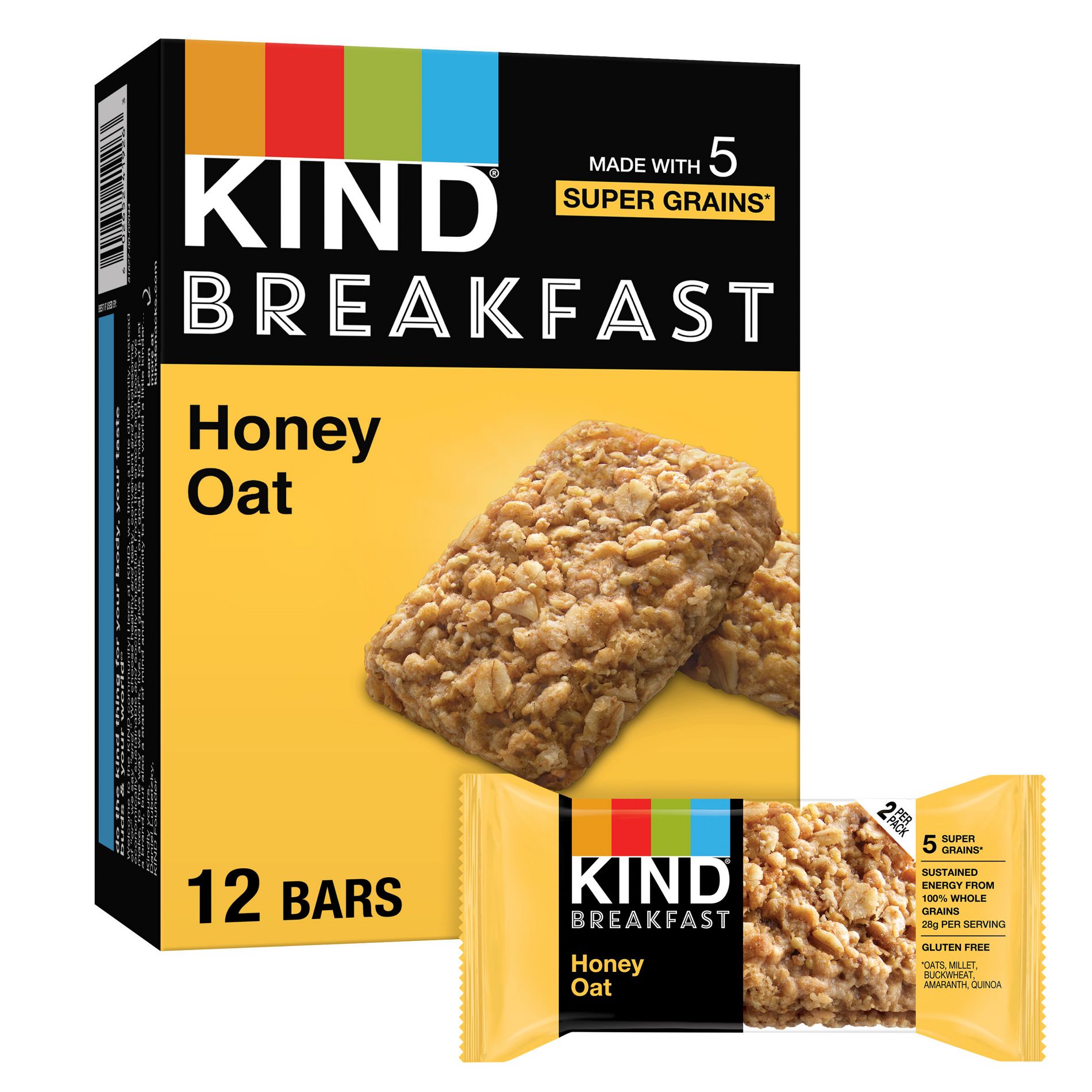 Kind Breakfast Honey Oat Breakfast Bars - 10.58oz/6ct