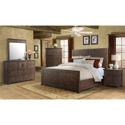 Dex Walnut Brown King Platform Bed with Storage Drawers