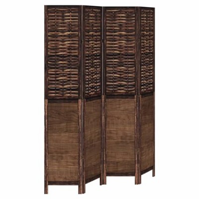 vidaXL Partition Screen 4 Panels Paulownia Wood Dark Brown