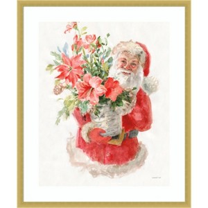 Amanti Art Floral Santa by Danhui Nai Wood Framed Wall Art Print 21 in. x 25 in. - 1 of 4