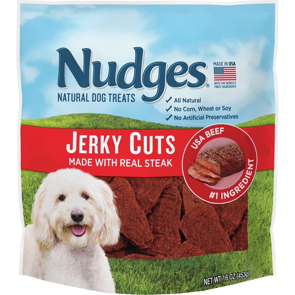 UPC 031400052511 product image for Nudges Beef Steak Jerky Cuts Natural Dog Treats - 16oz | upcitemdb.com