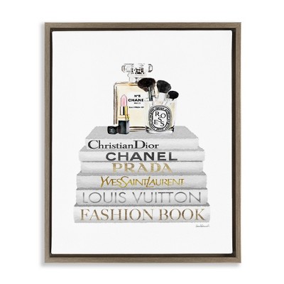 Stupell Industries Bookstack with Makeup Accessories, 17" x 21"
