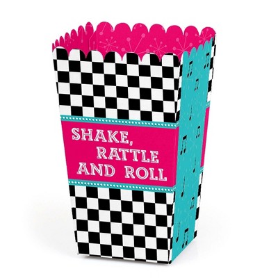 Big Dot of Happiness 50's Sock Hop - 1950s Rock N Roll Party Favor Popcorn Treat Boxes - Set of 12