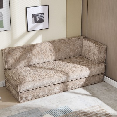 Modular Chaise Lounge Freely Combinable Sleeper Sofa Bed Daybed Lazy Sofa Couch, Space-saving, Chenille Upholstered-ModernLuxe