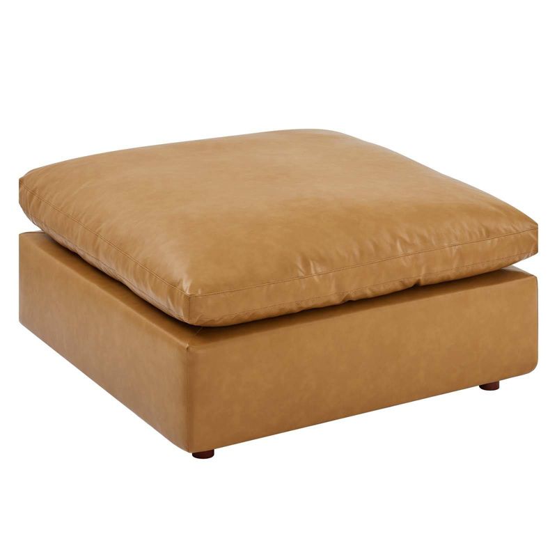 Commix Down Filled Overstuffed Vegan Leather Ottoman Tan - Modway, 4 of 8