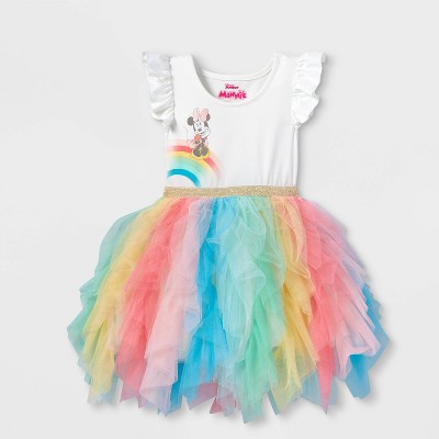 Toddler Girls' Minnie Mouse Rainbow Tutu Dress - Cream