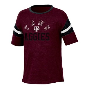 NCAA Texas A&M Aggies Girls' Short Sleeve Striped Shirt - 1 of 3