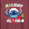 Women's - Lilo and Stitch - Holiday Aloha Lightweight French Terry Wide Neck Long Sleeve Shirt - 2 of 4