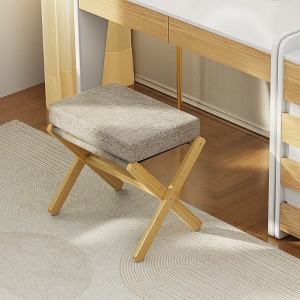 Folding Rectangle Standard Tufted Upholstered Ottoman Stool With Solid Wood Legs - 1 of 4