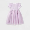 Toddler Girls' Adaptive Short Sleeve Knit Tulle Dress - Cat & Jack™ Soft Violet - image 2 of 3