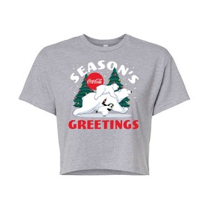 Women's - Coca-Cola - Seasons Greetings Polar Bears Cropped Graphic T-Shirt - 1 of 4