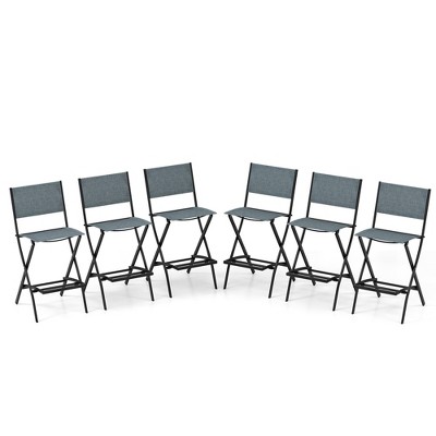 Costway Set Of 6 Outdoor Bar Chair Folding Bar Height Stool With Metal ...