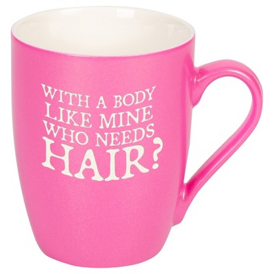 Elanze Designs With A Body Like Mine Who Needs Hair Princess Pink 10 ounce New Bone China Coffee Cup Mug