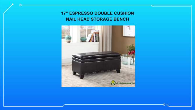 Double Cushion Storage Bench 16.75" - Espresso - Ore International, 2 of 6, play video