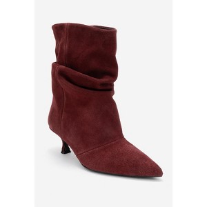 Balei - Burgundy Suede Leather Pointed Toe Boot (Women) burgundy suede 7 Forever & Always Shoes US - 1 of 4