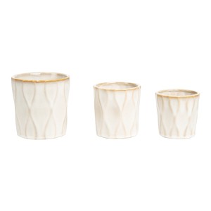 Transpac Ceramic 5.3 in. Wavy Planters Set of 3 - 1 of 2