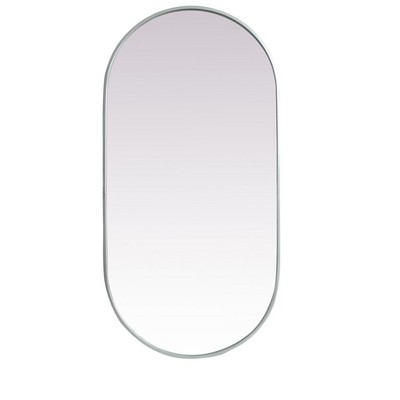 Elegant Lighting Metal Frame Oval Mirror 24x48 Inch in Silver