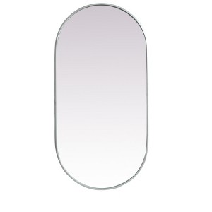Elegant Lighting Metal Frame Silver Finish Oval Mirror, 24x48 Inch - 1 of 4